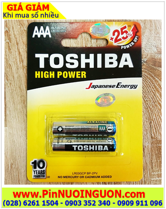 Pin điều khiển Tivi, Pin điều khiển máy lạnh, Pin Remote các loại AAA Toshiba LR03GCP BP-2PV Alkaline 1.5V _Vỉ 2viên